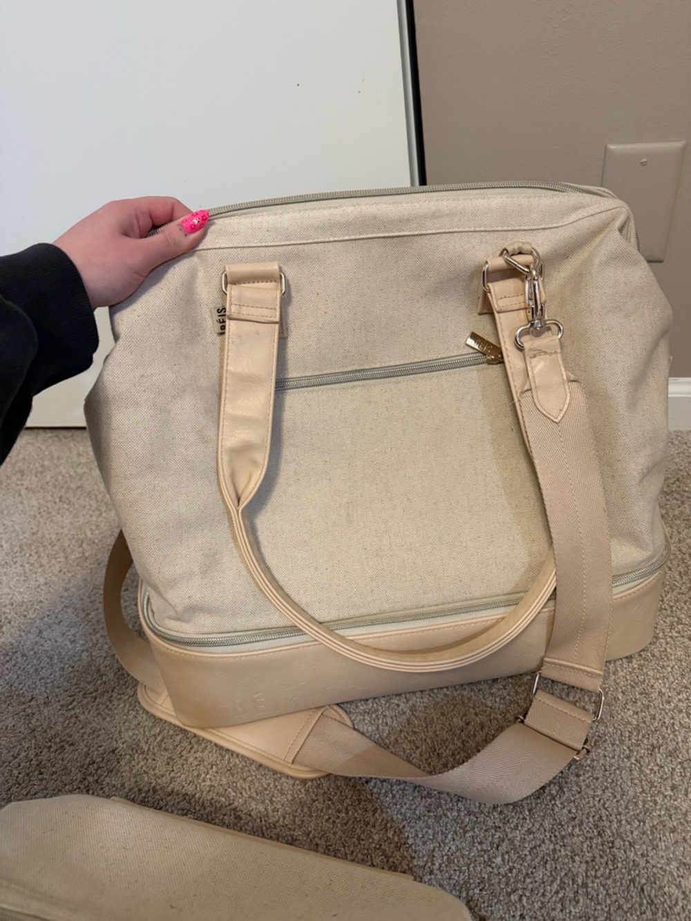 Beis Weekender and makeup bag